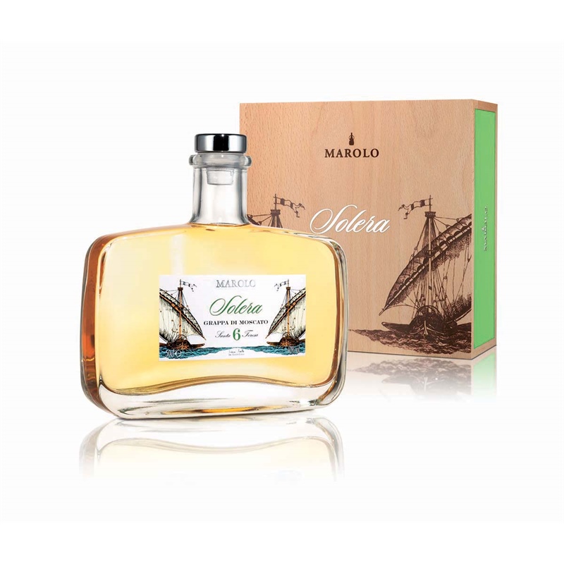 Grappa di Moscato Solera 6 Anni 0,5L 42° cofanetto Legno Marolo